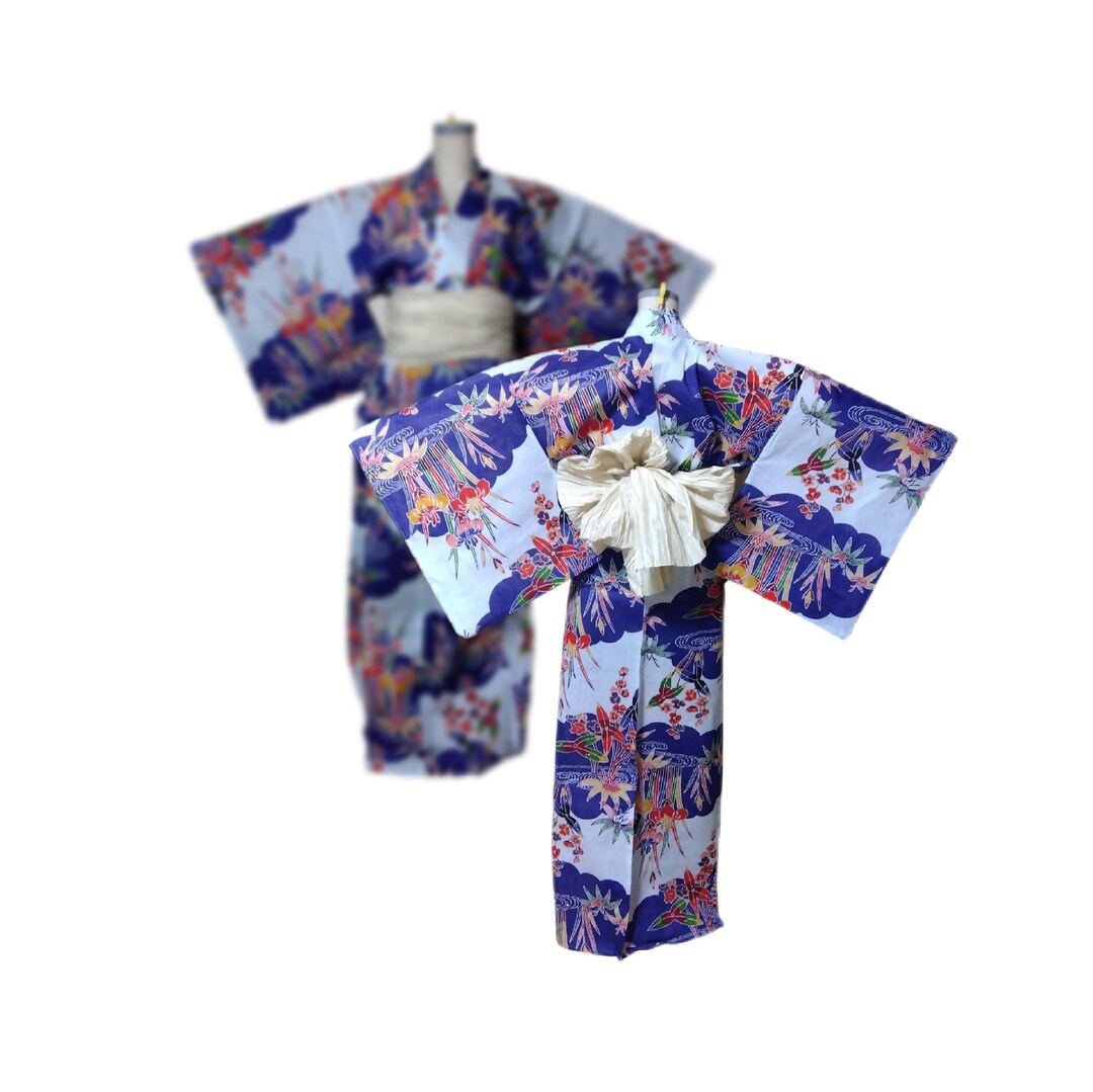 Set of Okinawa Bingata Pattern Yukata and Obi Belt / Cotton Kimono - Etsy