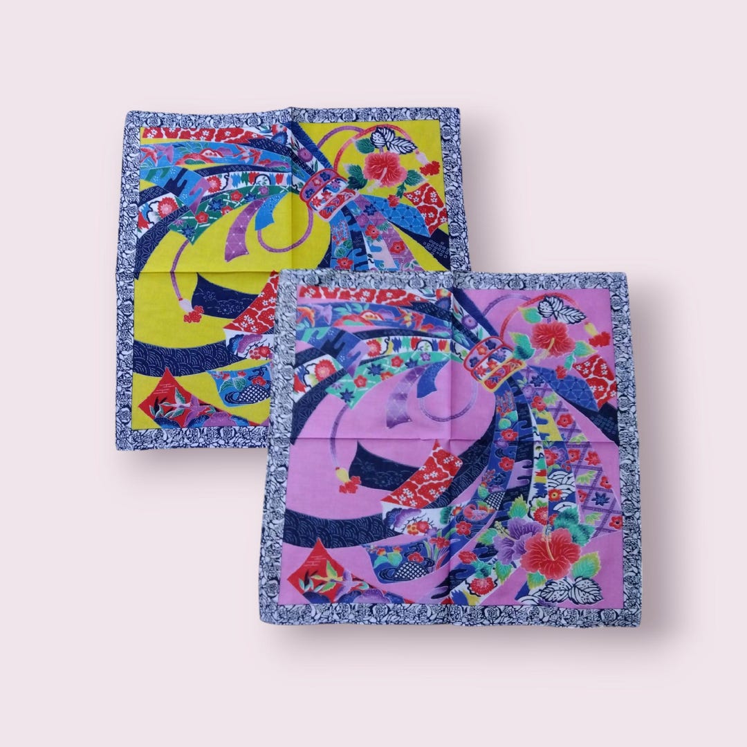 Okinawa Bingata Pattern Handkerchief - Etsy