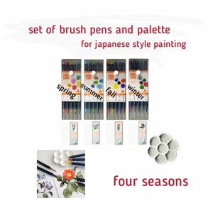 brush pens for japanese style painting with palette