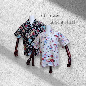 Okinawa bingata pattern aloha shirt, kariyusi wear / Japanese aloha shirt