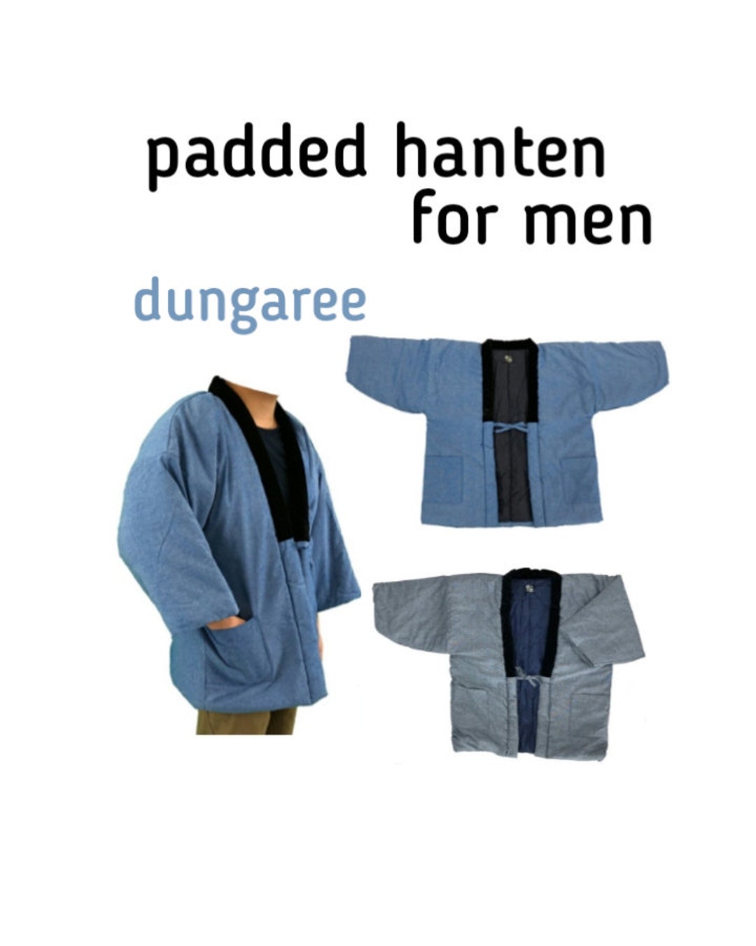 Dungaree Padded Hanten Jacket / Two Colors Etsy