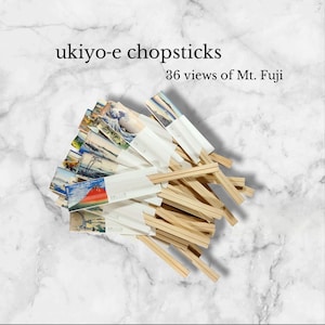 set of 36 Japanese disposable chopsticks, ukiyoe art, Thirty‐six Views of Mount Fuji / made of Japanese cypress