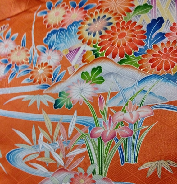 vintage japanese furisode / okinawa bingata - image 5