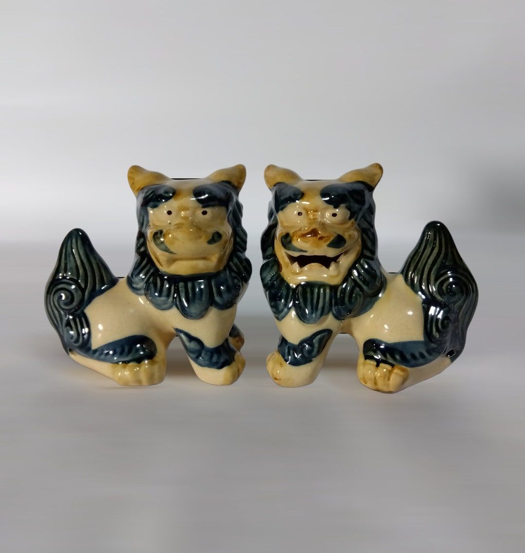 Pair of Okinawa Shisa Dogs / Small Etsy