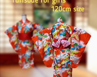 set of furisode and obi belt for girls / 120cm size