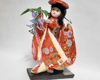 Vintage Japanese doll / wisteria girl (藤娘)