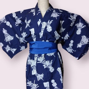 Yukata and obi belt set for men / Japanese LL size image 3