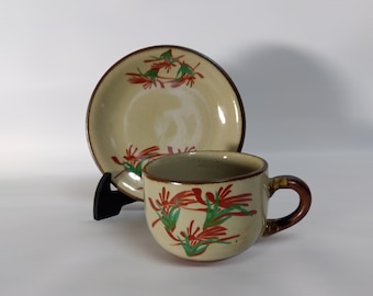 okinawa cup and saucer / tsuboya ware