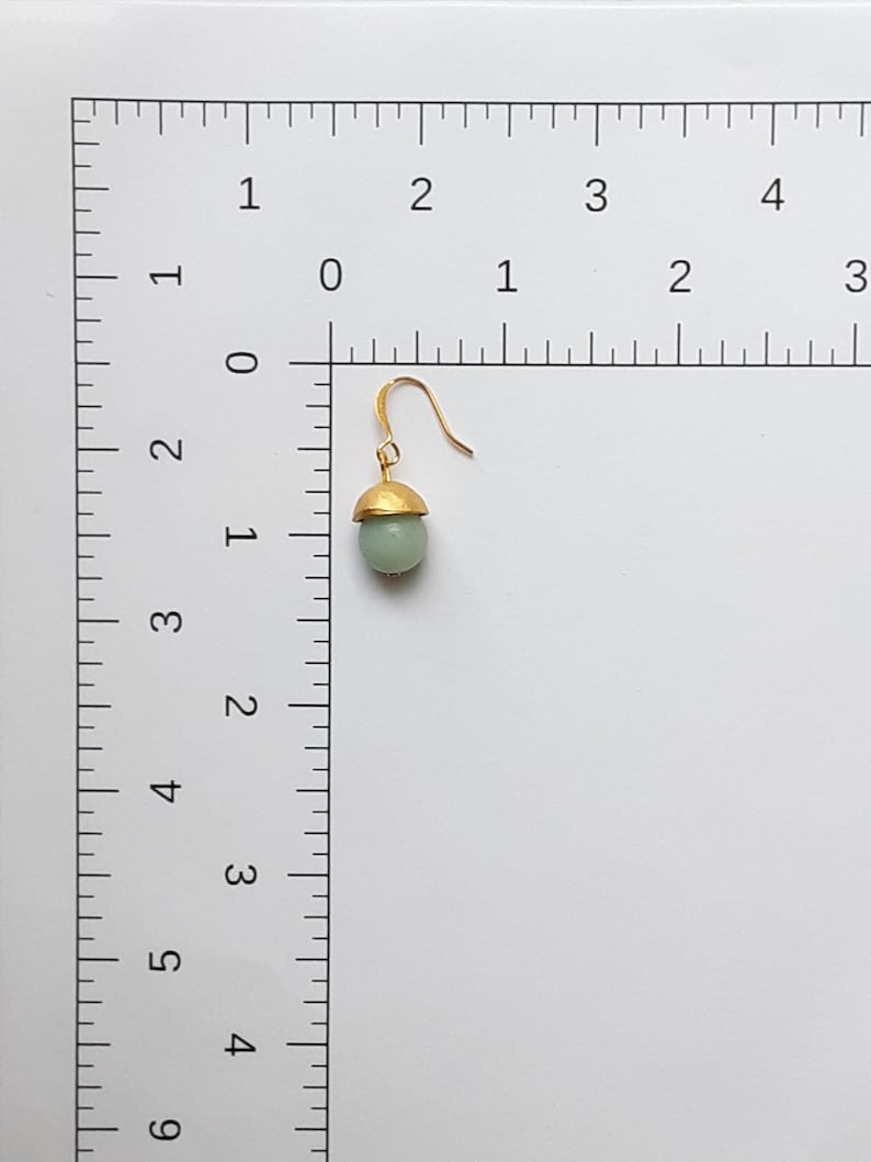 Amazonite with Hammered Gold Cap Drop Earrings