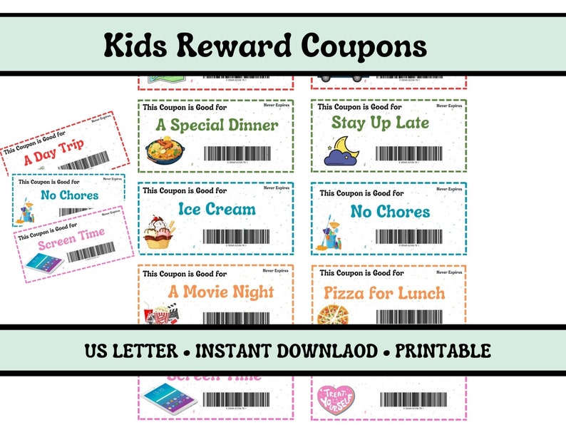 Kids Reward Coupons, Behavior Coupons , Kid Coupons, Rewards, Printable