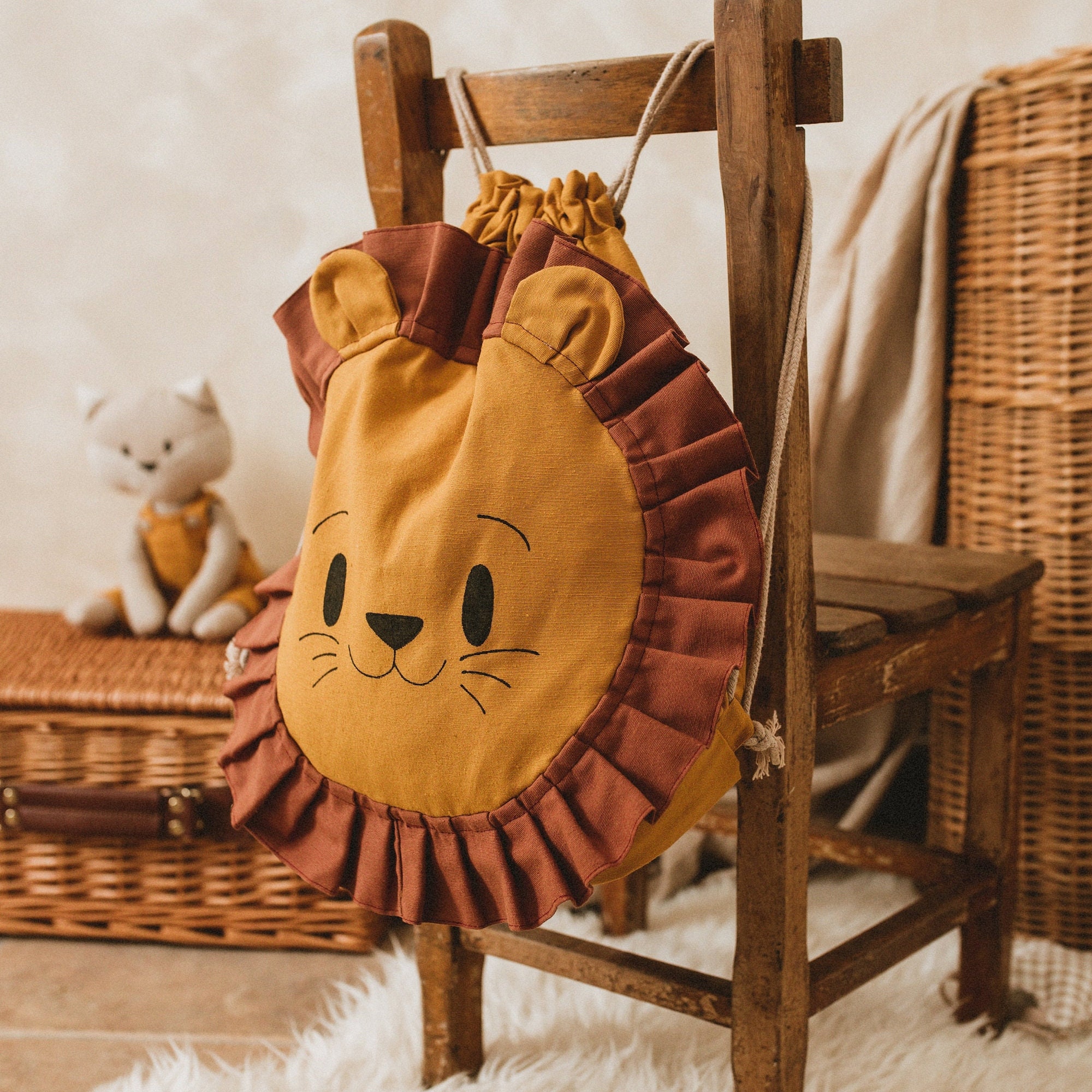 Bag lion Backpack Cloth Doll Lion Doll Rag Doll With Name