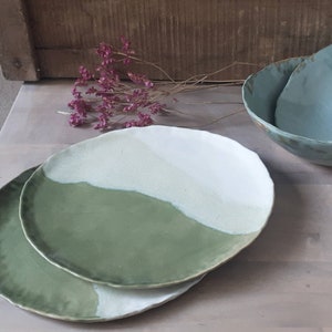 Spring stoneware ceramic plate