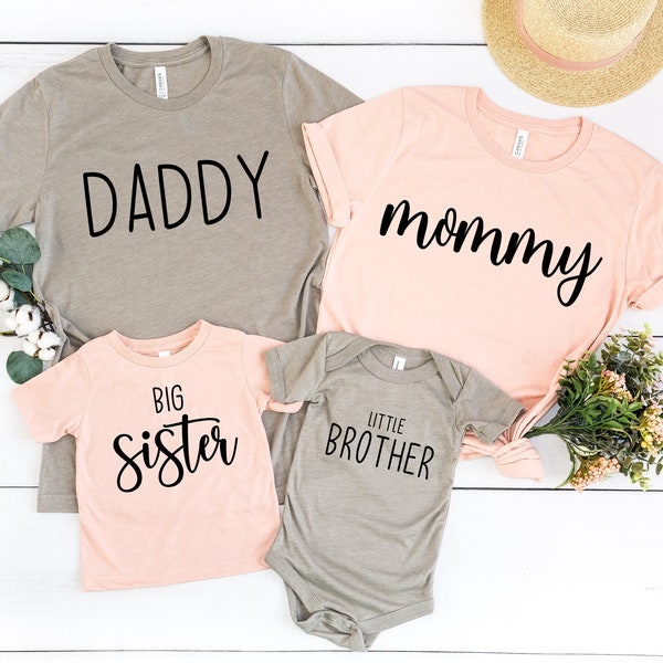 Family Matching Shirts | Coordinating Shirts For Mom Dad Big Sister Little Brother | Mommy And Me | Sibling Tees | Pregnancy Announcement