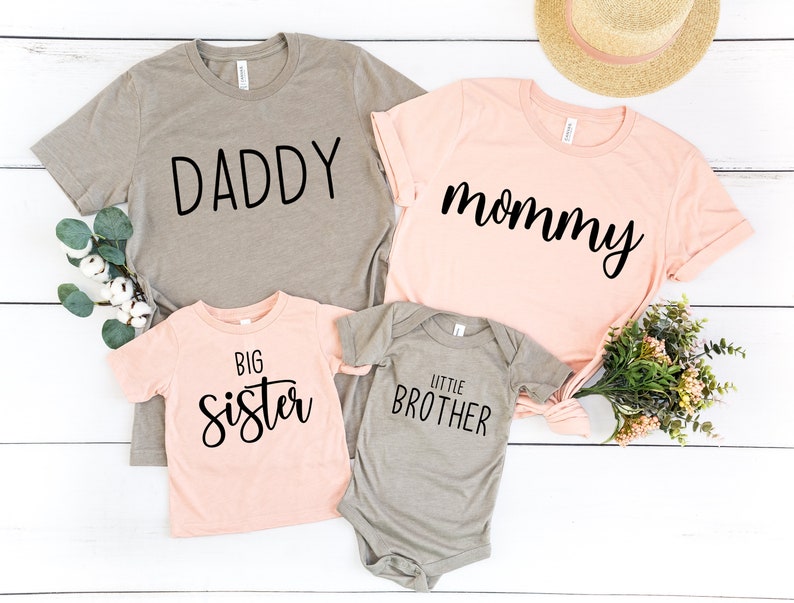 Family Matching Shirts | Coordinating Shirts For Mom Dad Big Sister Little Brother | Mommy And Me | Sibling Tees | Pregnancy Announcement 