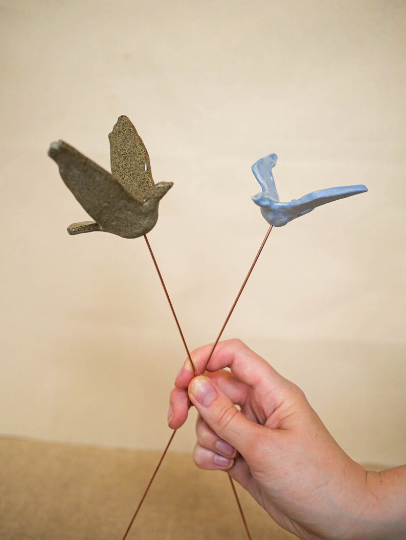 Ceramic bird from brown clay image 6