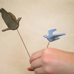 Ceramic bird from brown clay image 4