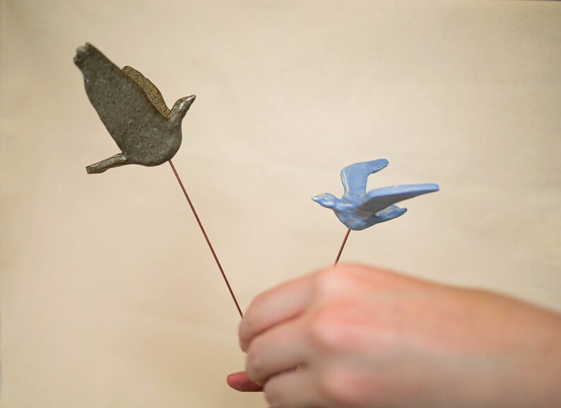 Ceramic bird from brown clay image 4