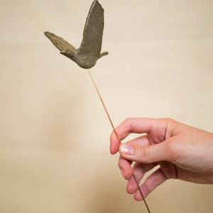 Ceramic bird from brown clay image 3