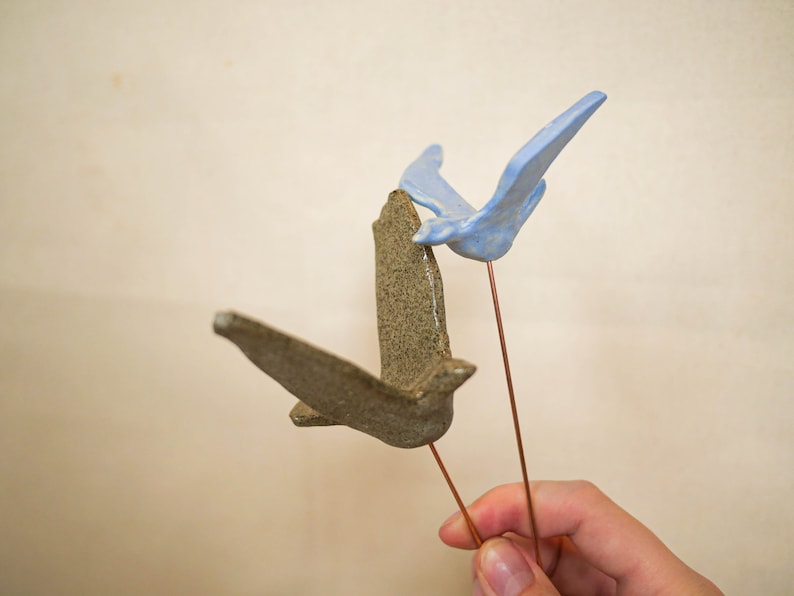 Ceramic bird from brown clay image 5