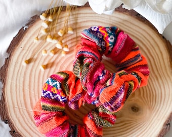 Ethnic Hair Tie | Boho Chic | Ethnic Scrunchy | Colorful Fabric | Gift For Her | Scrunchie Set | Soft Elastic Bun Wrap | Multicolor Hair Tie