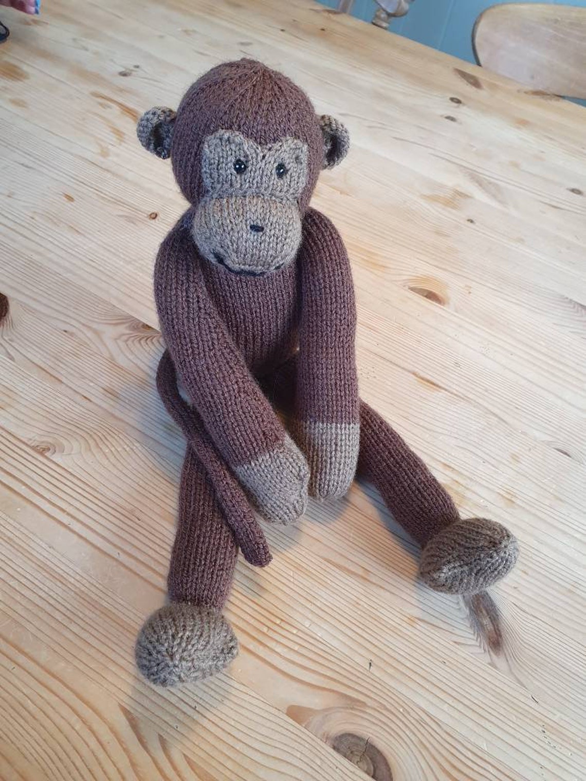 Knitted Monkey handmade toy child baby wool animal Etsy