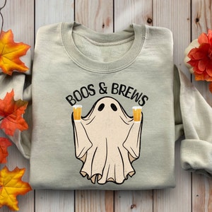 Cute Halloween Beer Sweatshirt, Women Ghost Sweatshirt, Spooky Season, Fall Beer Lover Shirt, Halloween Party Shirt, Fall Graphic Shirt, boo