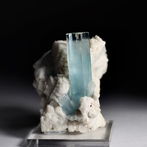 Aquamarine Crystal in Albite Matrix | Aquamarine Stone Raw Aquamarine Crystal Mineral Specimen Crystal Collection