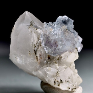 Fluorite on Quartz | Natural Fluorite Crystal Fluorite Gemstone Raw Fluorite Mineral Chinese Fluorite Healing Crystal Mineral Specimen