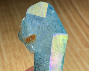 Aqua Aura Quartz | Rainbow Aura Quartz Stone Point Titanium Aura Quartz Crystal Titanium Rainbow Aura Crystal Flame Aura healing crystals