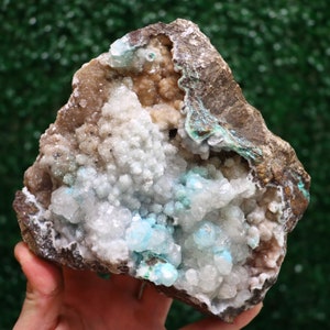 Druzy Quartz and Calcite on Chrysocolla and Malachite | Fine Mineral Specimen