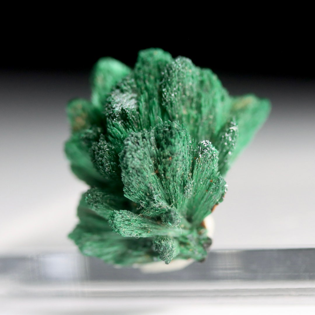 Fibrous Malachite Crystal on Matrix Natural Malachite Specimen Azurite