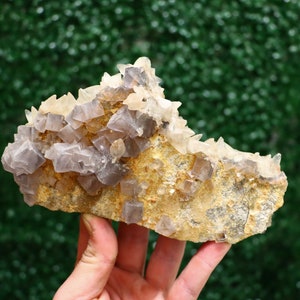 Calcite with Fluorite | Natural Fluorite Crystal Fluorite Gemstone Raw Fluorite Mineral Chinese Fluorite Healing Crystal Mineral Specimen