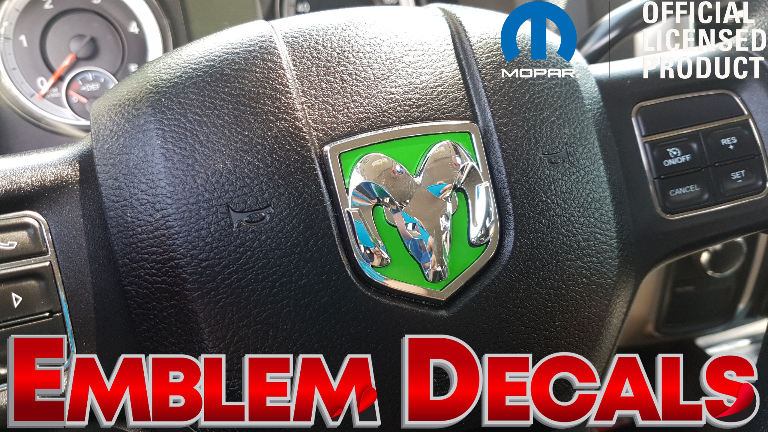 Emblema De Volante Con Botón De Bocina Cromado Y Negro Para Dodge – 1.125 Pulgadas