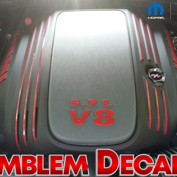 Dodge Charger 5.7L V8 Hemi Engine Decals 2009 2010 2011 12 13 14 15 16 17 18 19 2020 2021 2022 2023