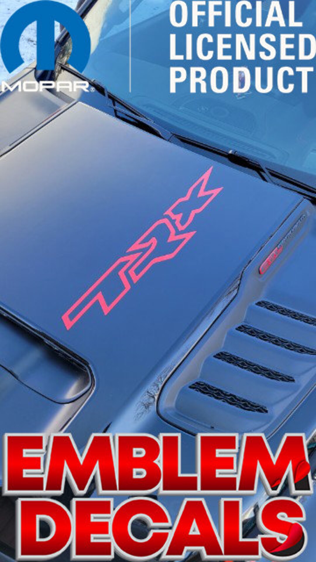 Ram 1500 TRX Hood Decal – Inner Letter Inserts, Overlay, 2021-2024, Vinyl, OEM TRX8
