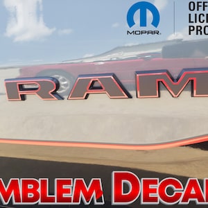 RAM 1500 TRX &quot; R A M &quot; Door Emblems Overlay 2 Tone Decal 2021 2022 2023 2024