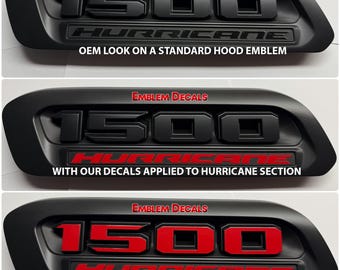 2026 RAM " 1500 HURRICANE " STANDARD Hood Emblems Overlay Decal Twin Turbo