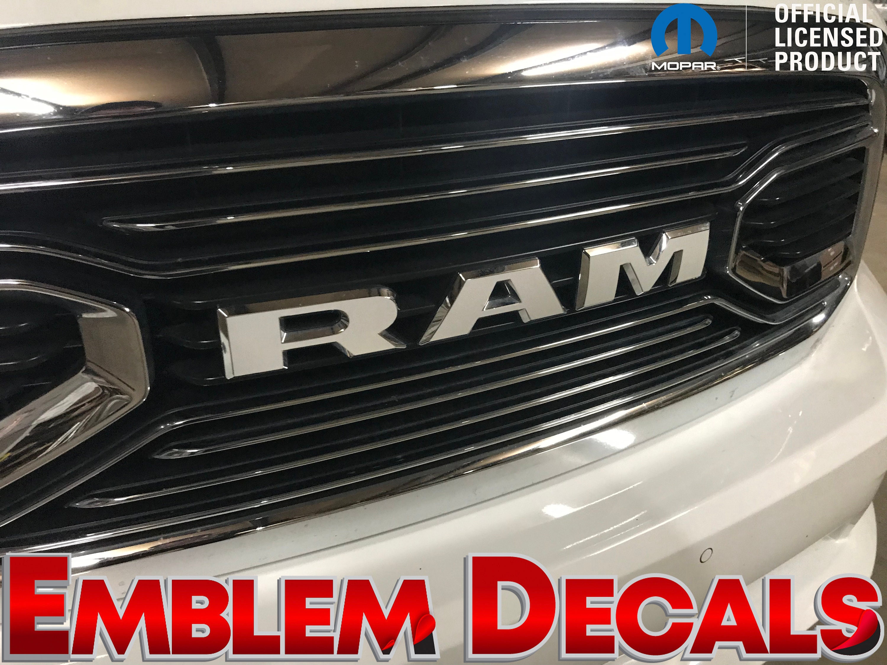 Chrome Silver RAM Front Grille Emblem Badge – 2019-2023 RAM 1500, Replaces 68311411AA, Open Box
