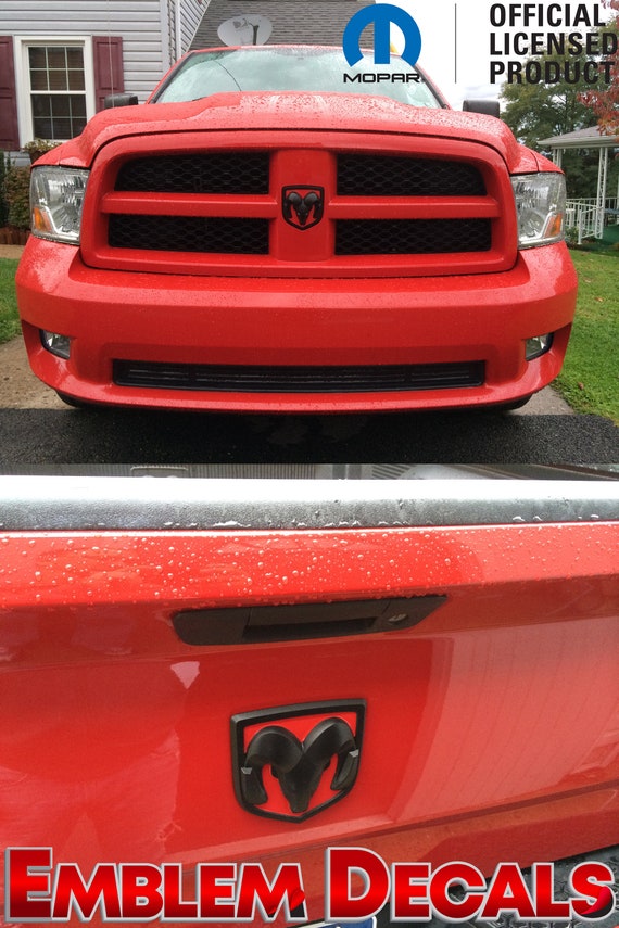 Dodge RAM 1500 Ram Heads Front and Rear Emblem Inlays Decals 2011 2012 