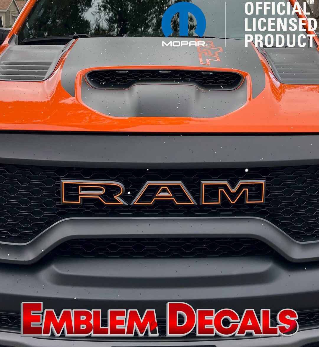 thumbnail image 2 of Ram 1500 TRX Grill Emblem Overlay Decal – R A M Letters 2021-2024 2 of 6