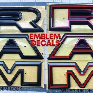 Ram 1500 TRX Grill &quot; R A M &quot; Emblem Overlay Decal 2021 2022 2023 2024