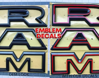 Ram 1500 TRX Grill &quot; R A M &quot; Emblem Overlay Decal 2021 2022 2023 2024