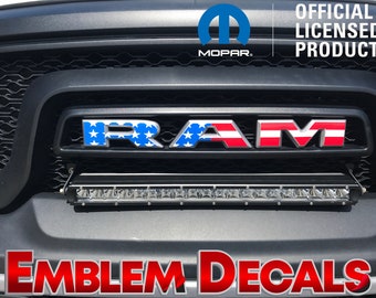 RAM 1500 ds Classic or Warlock ONLY  - Grill Emblem Decals Solid Colors & USA Design 2019 2020 2021 2022 2023 2024