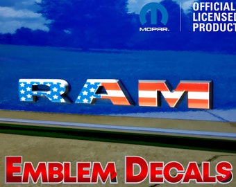 RAM 2500 3500 4500 " R A M " USA Design or Solid colors Door Emblems Overlay Decal 2025 2026
