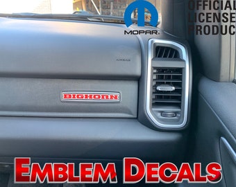 Ram 1500 DT BIGHORN DASH Emblem Decal Overlay Decal 2019 2020 2021 2022 2023 2024