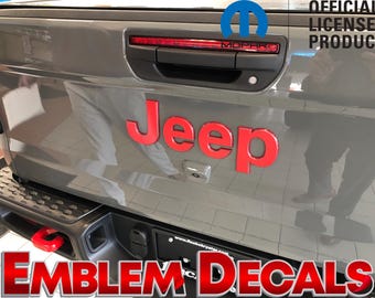 May include: Red Jeep emblem decal for a vehicle. The decal is made of high-quality vinyl and is designed to last. It is easy to apply and remove, and it will not damage your vehicle's paint. The decal is officially licensed by Jeep.