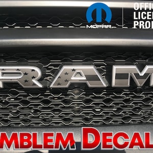 RAM 1500 Classic or Warlock ONLY  - Grill Emblem Decals Solid Colors & USA Design 2019 2020 2021 2022 2023