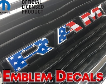 RAM 1500 DT Grill Emblem Decals 2025 2026 Solid Colors and USA Design