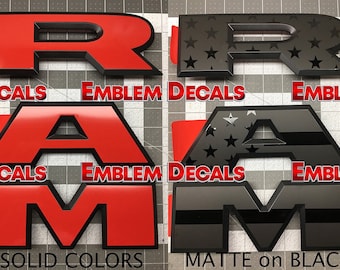 RAM 1500 " R A M " USA Design or Solid colors Door Emblems Overlay Decal 2025 2026 2027