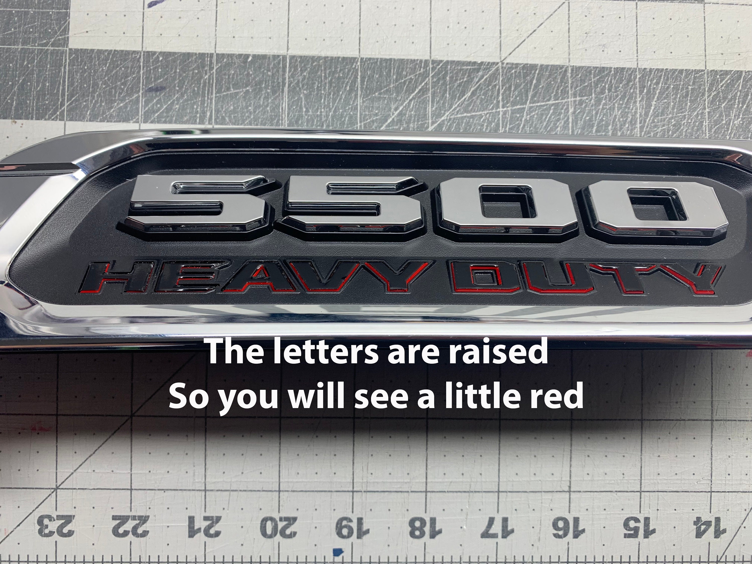 OEM Pair 2019-2024 Ram 2500 Heavy Duty Hood Emblems – Chrome/Black/Red (68362209AC / 68362210AC)